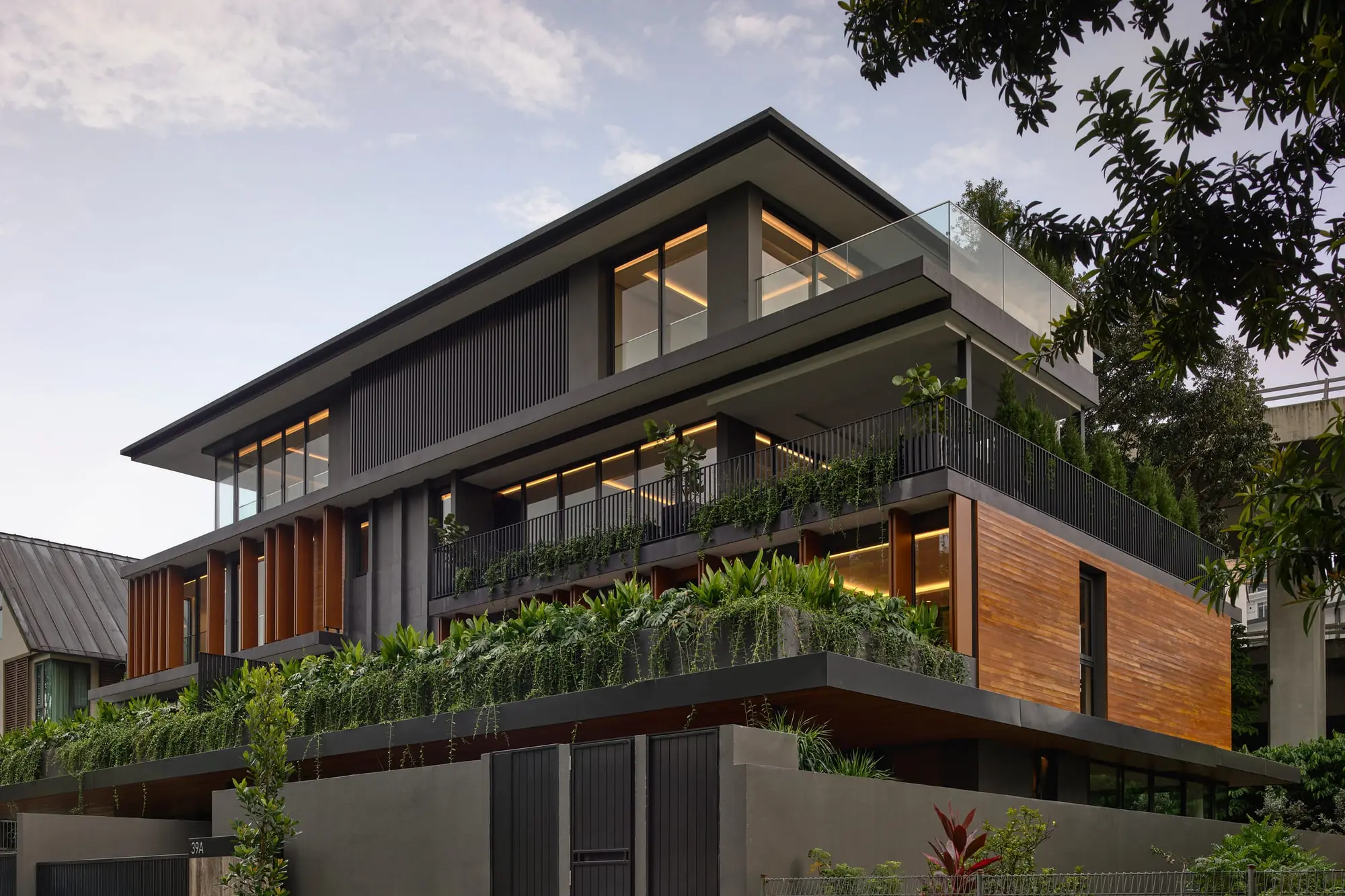 Planted terraces on a completed landed home