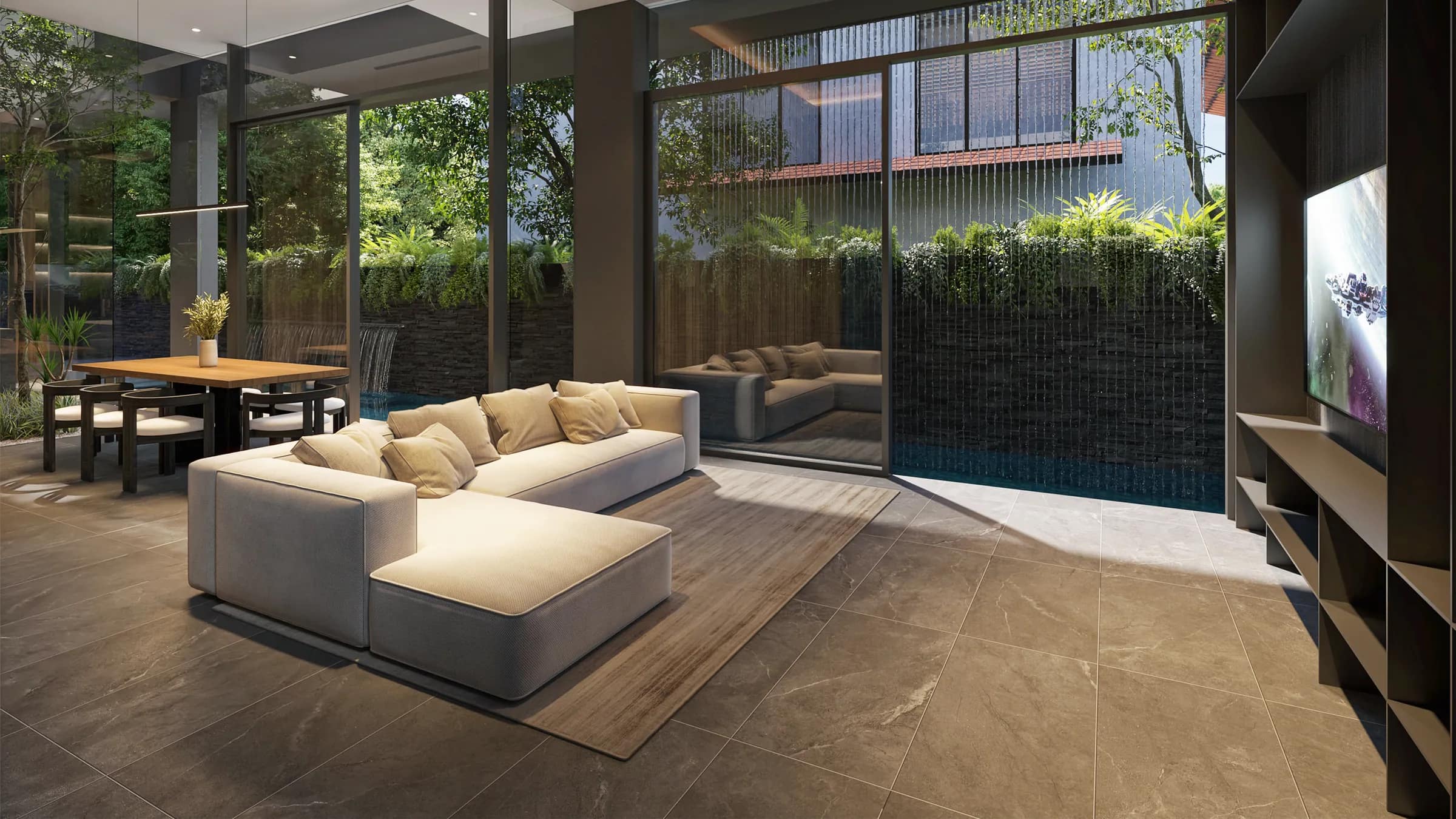 Daylight through the principal living space.